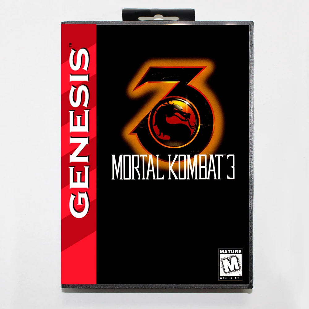 Mortal Kombat 3 MD Game Cartridge with USA Box for 16 Bit Sega Megadrive Genesis System