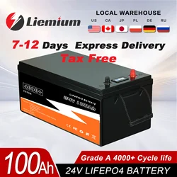 New 12V 24V 48V 100Ah 200Ah 300Ah LiFePO4 Battery Pack for Solar Power System RV House Built-in BMS Lithium Iron Battery No Tax