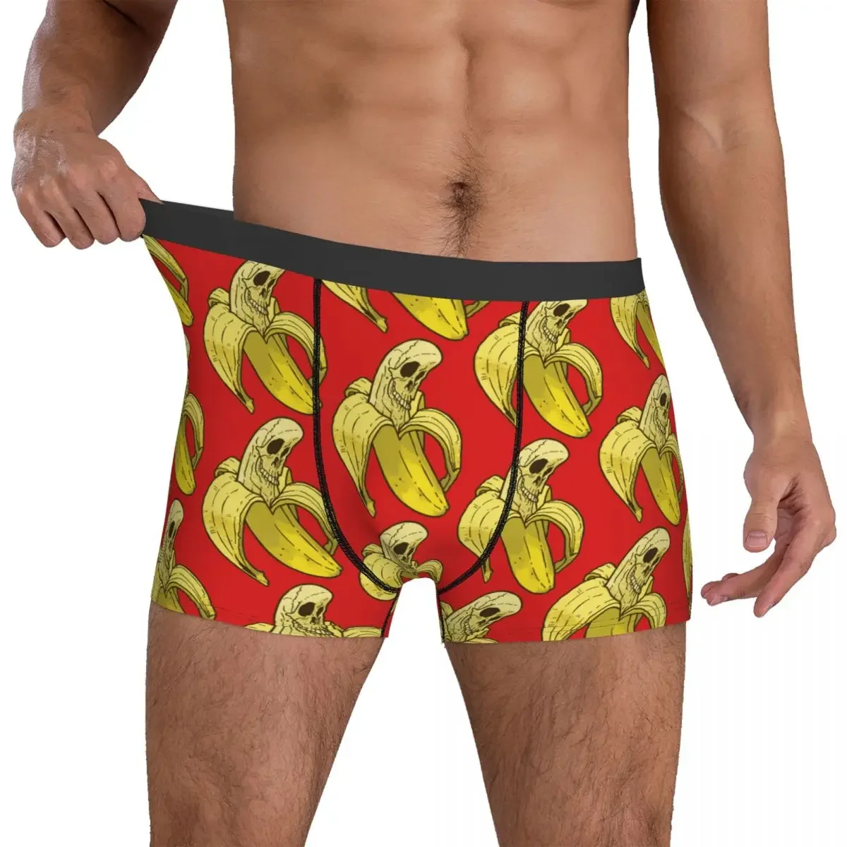 Cuecas Boxer engraçadas com estampa de banana para homens, Cuecas Cartoon, Roupa Interior Respirável, Shorts Boxer