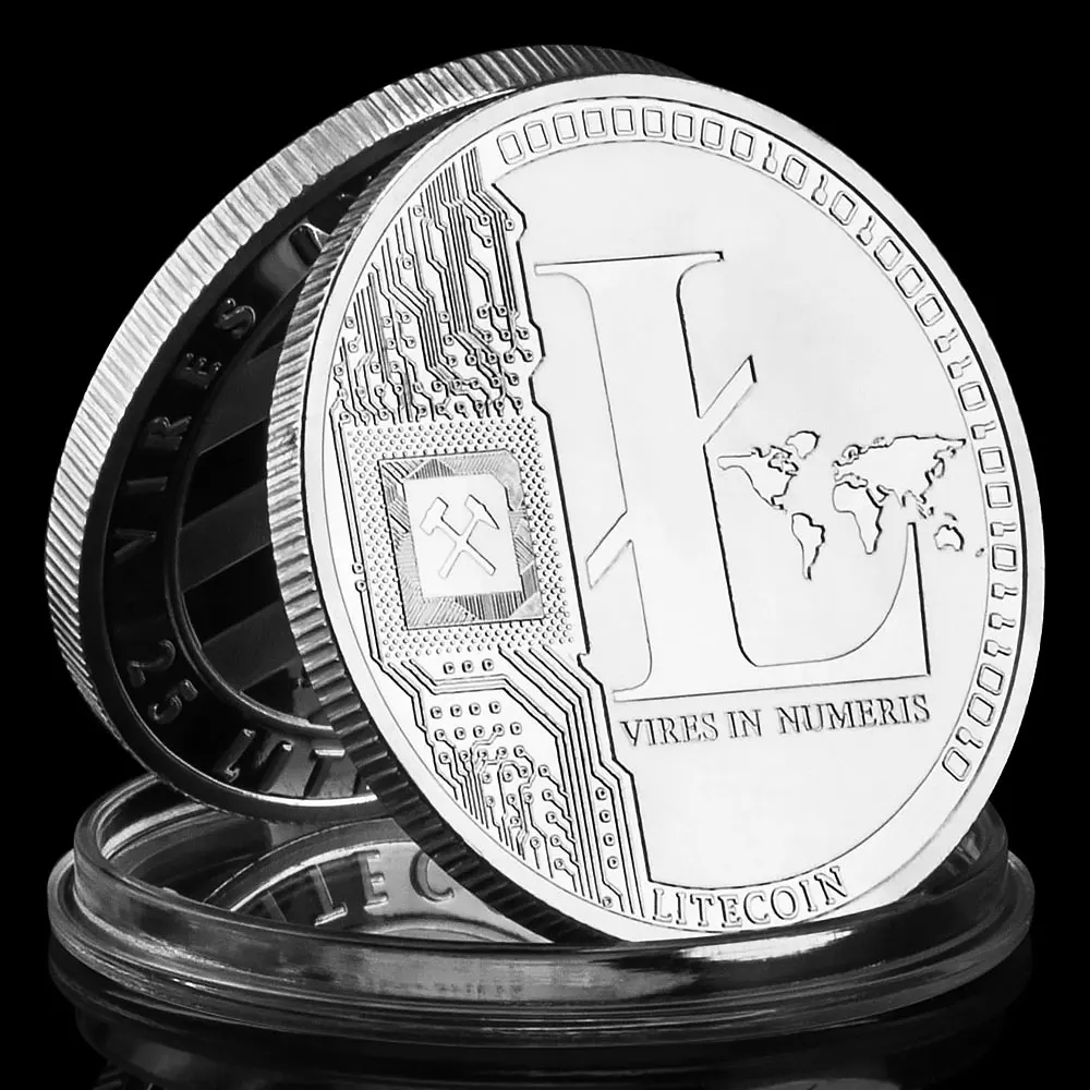 Litecoin Souvenirs and Gifts Silver Plated Commemorative Coin Physical Litecoin Collection Art Cryptocurrency Coins Crypto