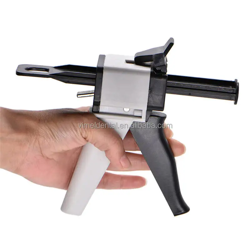 Dental Impression Mixing Dispensing Gun Universal 1:1/1:2 Mixing Silicone Rubber Tray Dispenser Gun 4:1/10:1 Dentist Tools