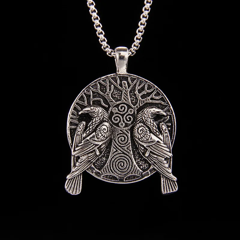 New Fashion Nordic Viking Raven Tree of Life Pendant Necklace Men's Women's Mythology Amulets Trending Jewelry Gift Accessories