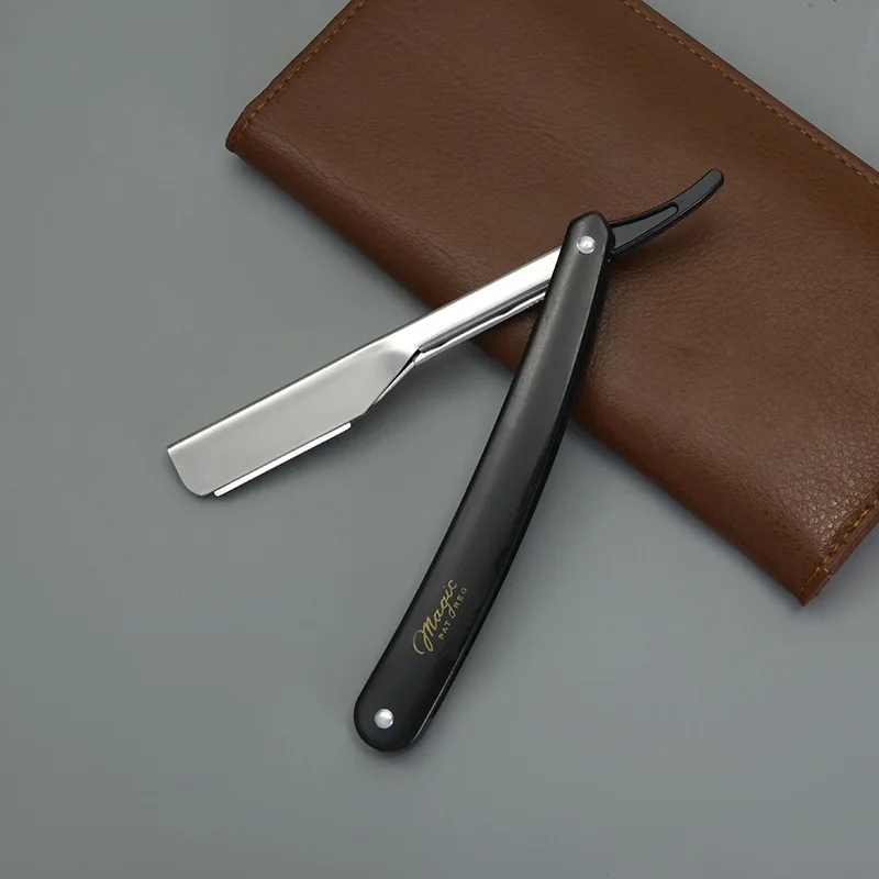 Vintage Engraved Pattern Folding Straight Razor Professional Barber Shaving Knife Men Beard Face Trimming Salon Hairdressing Too