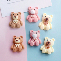 10Pcs Pink brown Bear Resin Flatbacks Fit Phone Decor Parts Scrapbooking Craft Party DIY Hair Bows Accessories Party Gifts