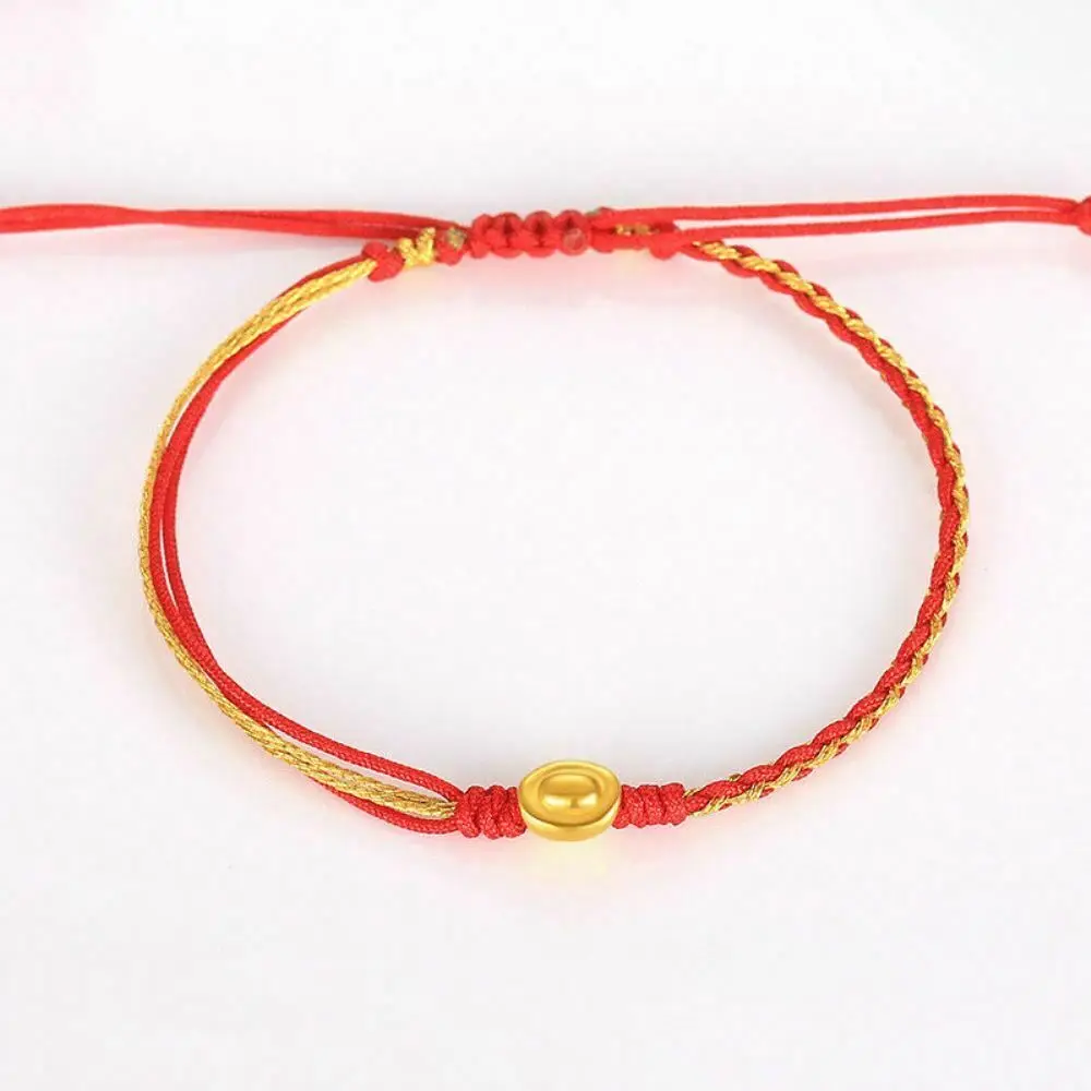 Pure 999 Real 24K Yellow Gold 3D Ingots Handmade String Bracelet Best Gift