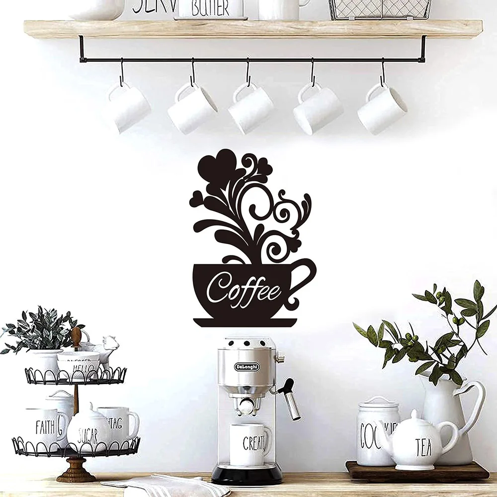 Coffee Cup Silhouette Sign Hanging Metal Wall Art Decor Dining Room Kitchen Cafe Decoration Black Cutout Boards