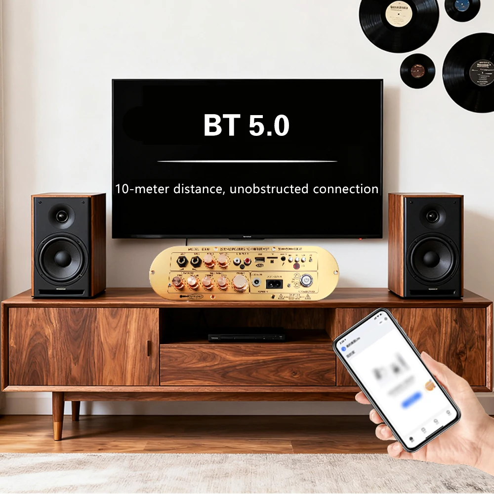 

2.1-Channel D900 Digital Amplifier Board High Power Output 50W+50W+100W Bluetooth 5.0 AUX USB TF Support DC 12-24V AC 110-2220V