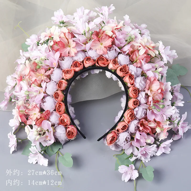 Chinese Xunpu Flowers Headband Women Girl Hair Accessories Wedding Party Bride Flower Crown Wreath Customized Hair Jewelry