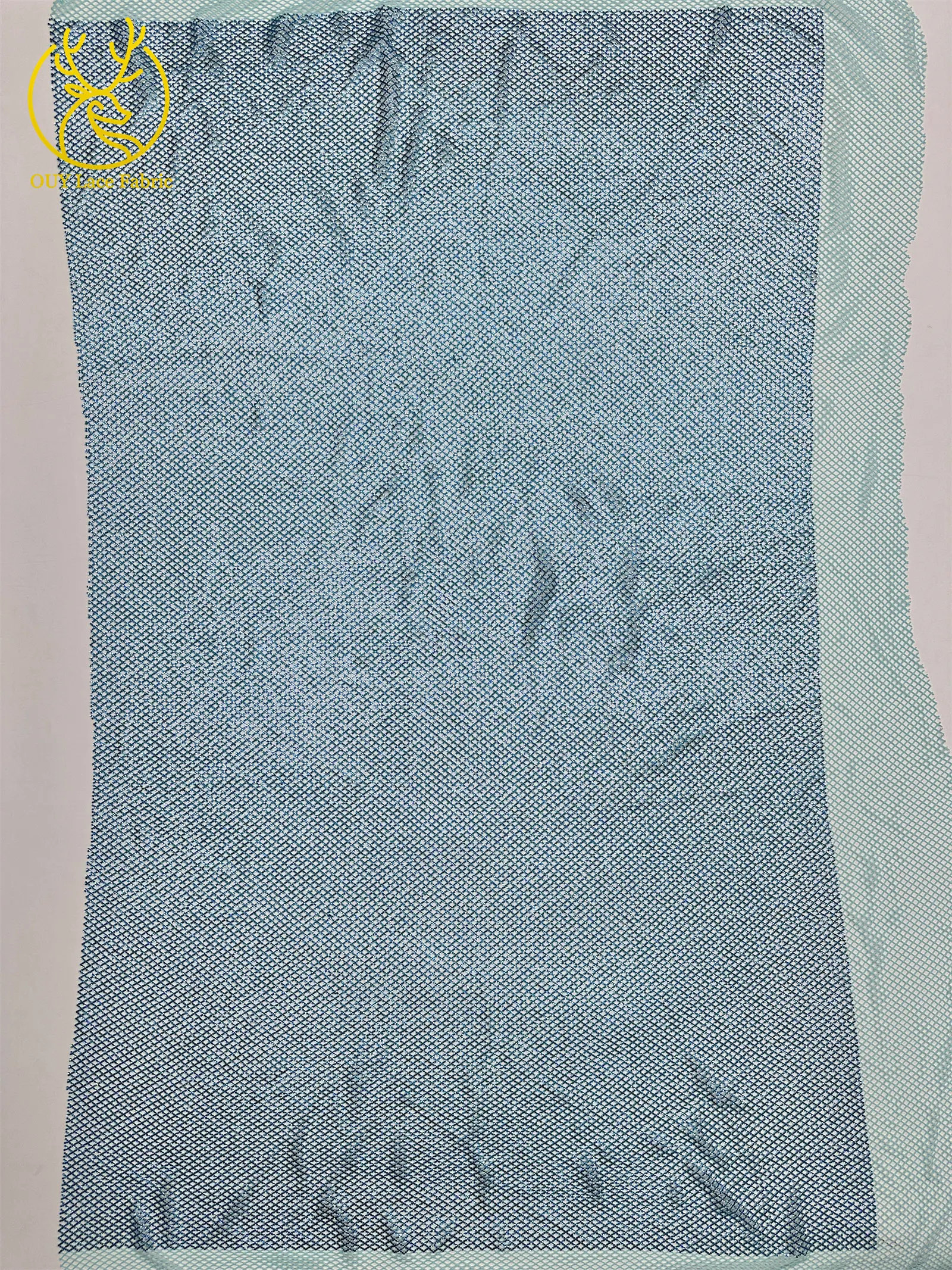 Eisblauer Nigerianischer Glasdiamant-Netzstoff 2026 Hochwertiger Afrikanischer Spitzenstoff Hochglänzender Hochzeits- und Partykleid-Stoff zum Nähen – Detail 8