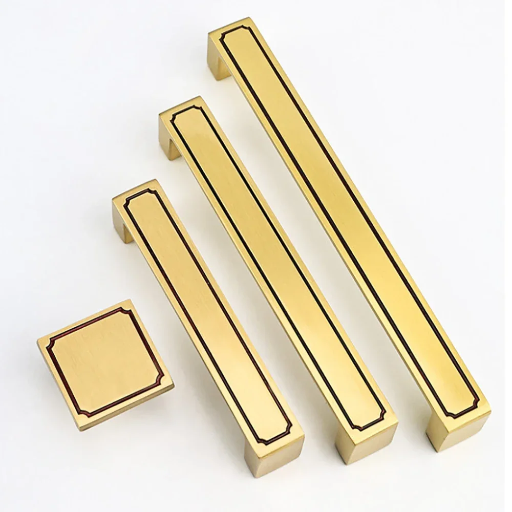L=34-160mm Single/Double Handle Hole New Chinese Style Cabinet Handle Solid Brass Wardrobe Cabinet Drawer Window Door Handle