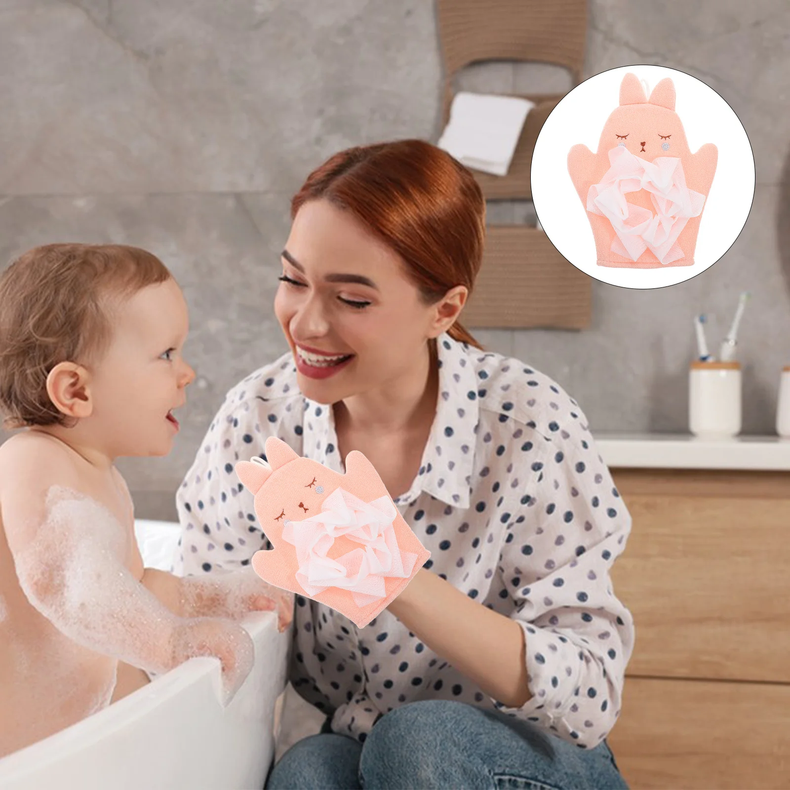 

Двусторонняя детская варежка для ванны, очаровательная форма кролика, мягкие детские салфетки для мытья, перчатки для ванны, нежные отшелушивающие варежки для детей