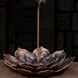 Bruciatore di incenso in metallo supporto per bastoncini buddismo linea di loto piastra di incenso Base per bobine di legno di sandalo templi Yoga studio decorazione per la casa