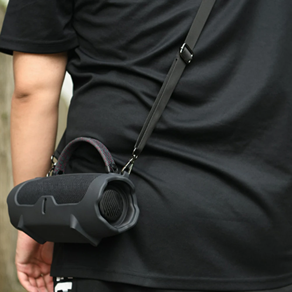 Silicone Case with Shoulder Strap Portable Travel Soft Cover Silicone Protective Cover Shell for Charge 6 Speaker