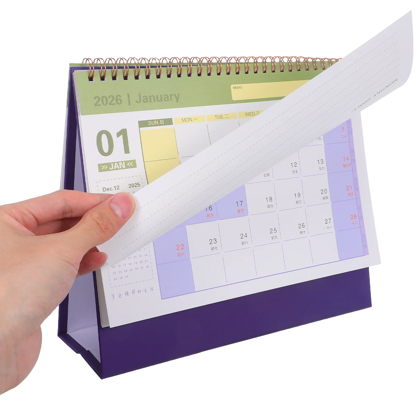 

2026 Desk Calendar Coil Binding Table Daily Agenda Planner for Turn The Page 2025-2026
