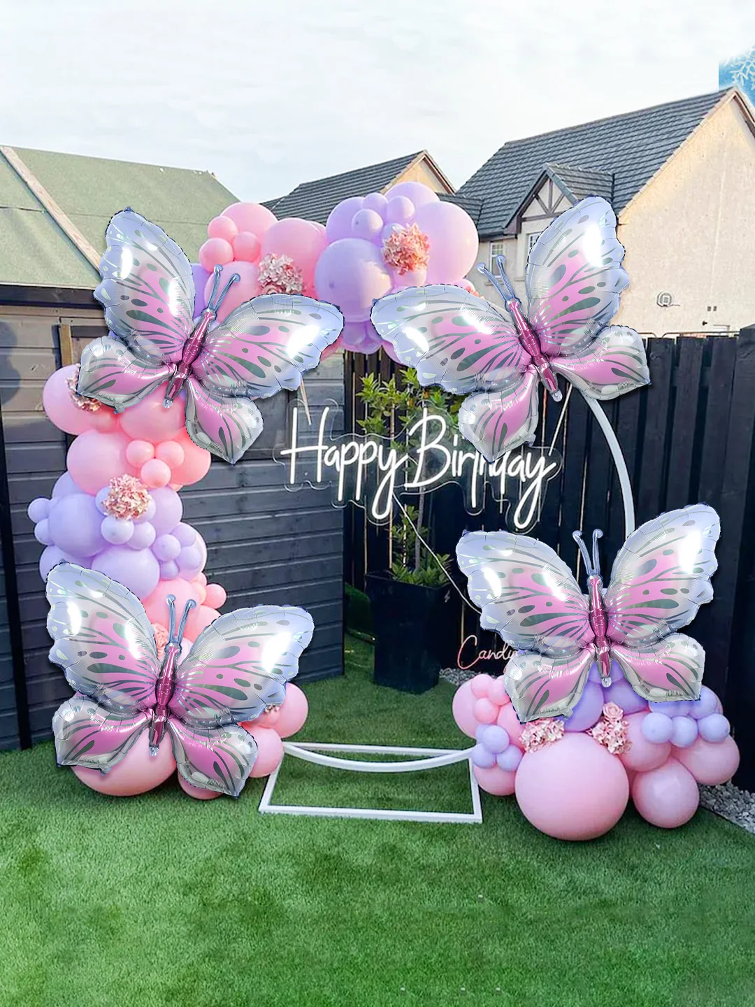 4 Stück lila Schmetterlings-Folienballons, Mädchen-Geburtstag, Babyparty, Hochzeitsantrag, Partyzubehör, Dekoration – Detail 2