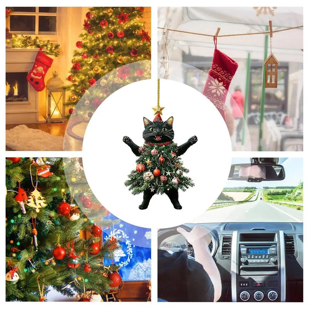 1 Stück Weihnachtsbaum-Anhänger Niedliche Katzen-Hängedekoration für Auto Rucksack Weihnachtsbaum-Deko Partyzubehör Neujahrsgeschenke – Detail 4