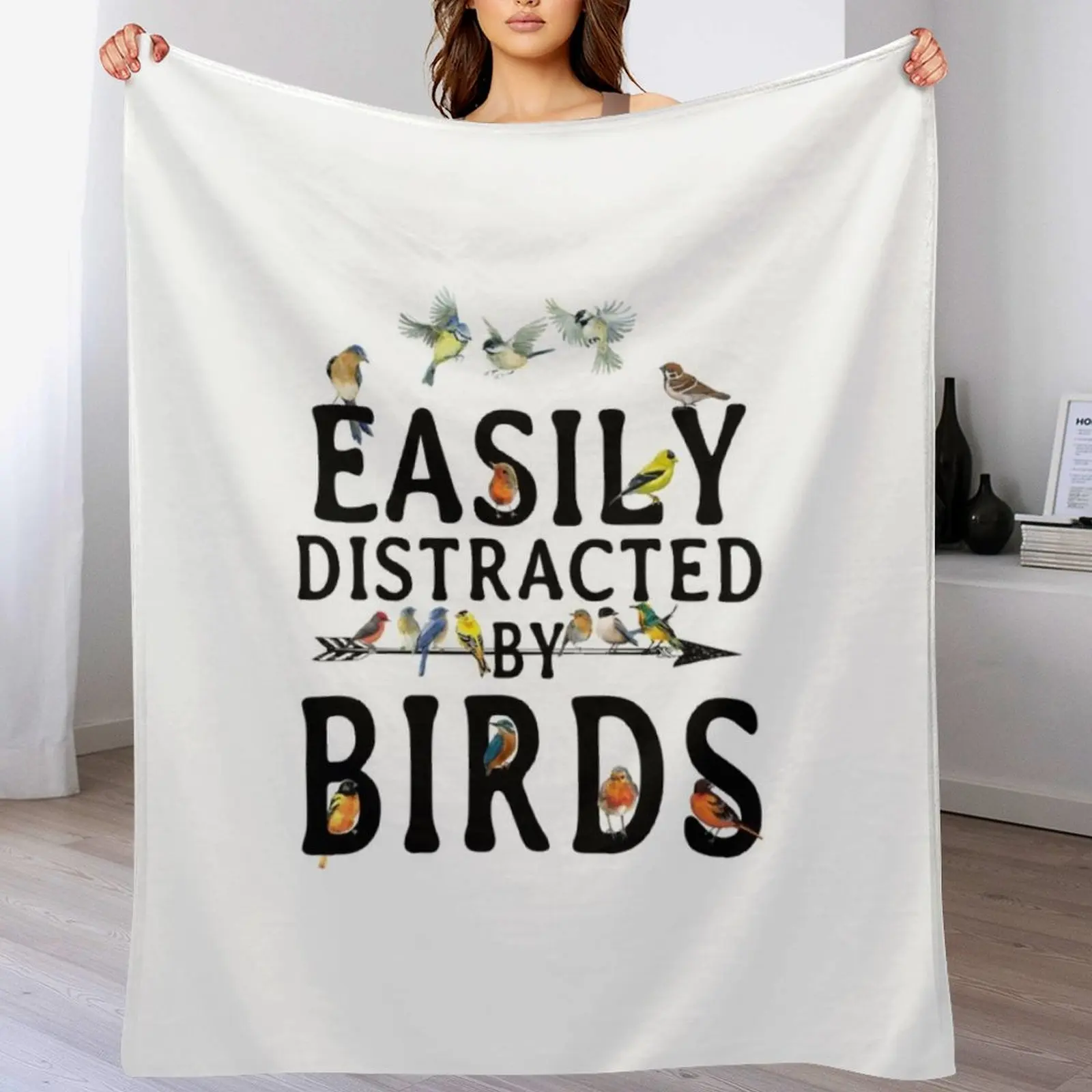 

Easily Distracted by Birds Throw Blanket Thins Polar Beautifuls Blankets