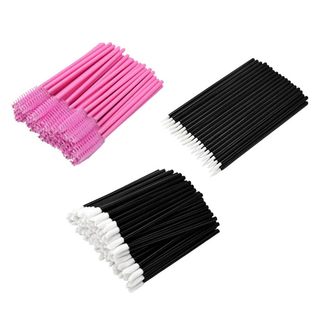 Veel 150 stuks wegwerp lippenborstel extensions make-up tool mascara lipmasker balsem applicators, draagbaar