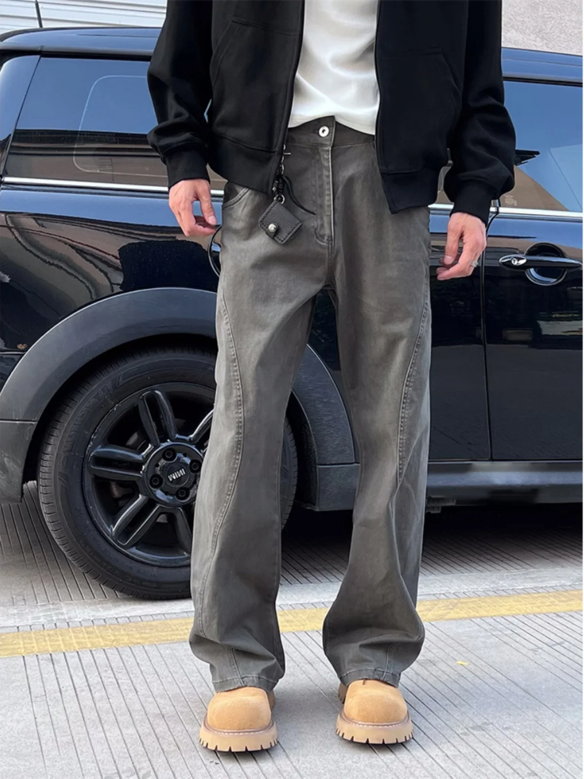 

Мужские брюки American Cleanfit Curved Knife Decomposition Deep Grey: модные, брендовые, расклешенные, в стиле High Street, повседневные, длинные