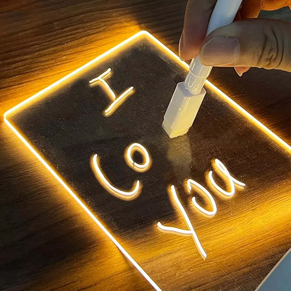 Bacheca creativa luce notturna a Led USB bacheca luce natalizia con penna regalo per bambini lampada da notte con decorazione fidanzata