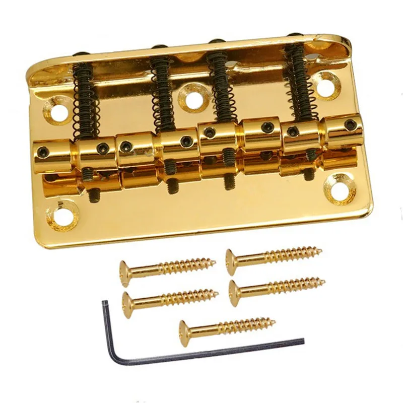 A Set of Gold Vintage Top Load 4 String Saddle Electric Bass Bridge Length 80mm Guitar Accessories Parts Musical Instrument