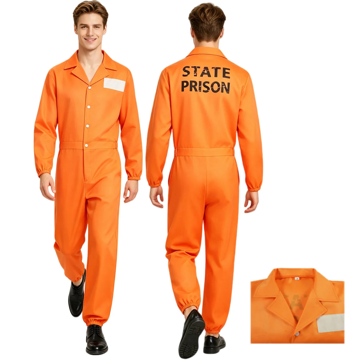 Disfraz de prisionero naranja, traje completo de carcelario para Halloween, atuendo de personaje de prisión, uniforme de carcelero, traje de carnaval para hombres y mujeres.