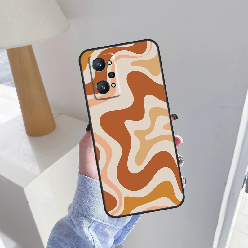 Retro Liquid Swirl Abstract For Realme 10 Pro Plus C55 C35 C33 C31 C30 C21Y GT Neo 5 OnePlus 11 Nord 3 2T CE 2 Lite Case