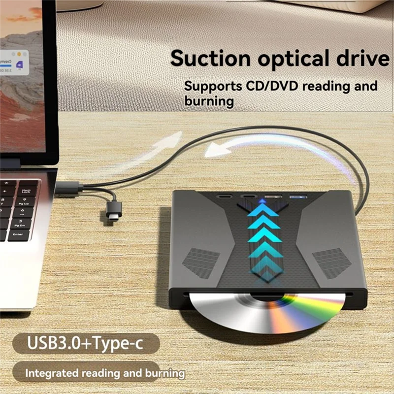 B37B-Compact 7 In 1 USB 3.0 Type C CD/DVD Player And Burner, Multi-Purpose Optical Drive For Windows PC Laptop