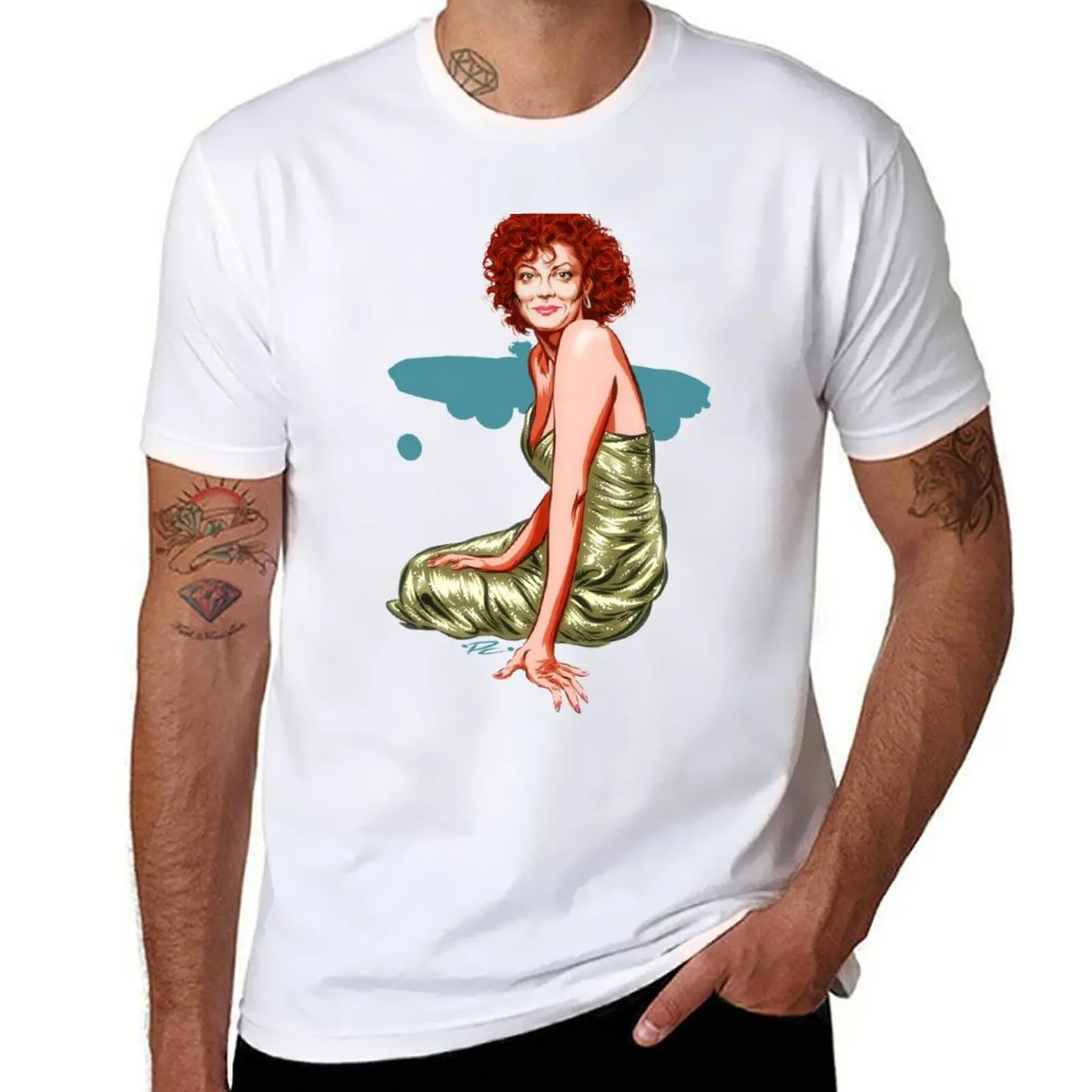 Susan Sarandon - An illustration by Paul Cemmick T-Shirt blanks gifts for boyfriend clothes boys animal print mens tall t shirts