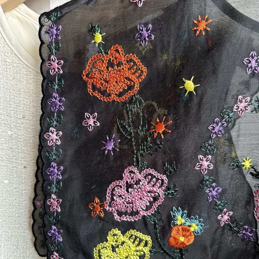 Faux col en dentelle brodé pour femmes, châle à lacets, col de chemise détachable, Insigne, robe, décor de chemisier