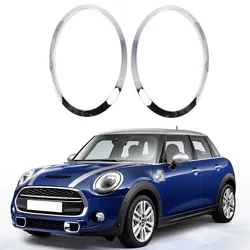 For MINI Cooper F55 F56 F57 2014+ Chrome Silver Left Right Front Headlights Frame Headlight Eyebrow Ring Cover Trim Replacement