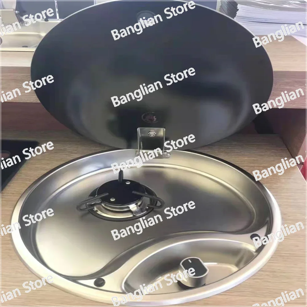 Burner Gas Stove Hob Glass Lid 1*1.8KW 340*340*110mm Boat Caravan RV