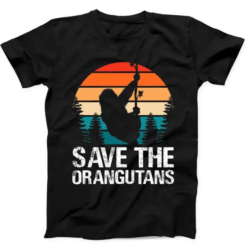 Save The Orangutans Homage Monkey Jungle Funny Gift Tee Black T Shirt 283