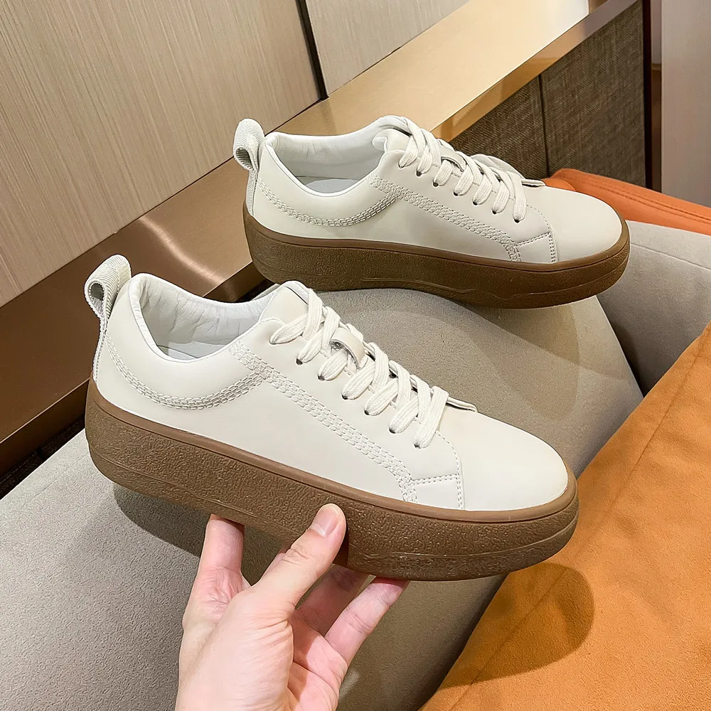 FEDONAS New Women Sneakers Genuine Leather Platforms Flats Lace-Up Spring Autumn Four Season Shoes Woman Casual Leisure Sneakers