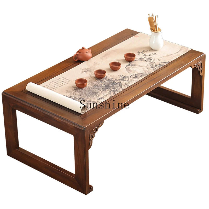 New Chinese solid wood tatami small coffee table bay window balcony small tea table