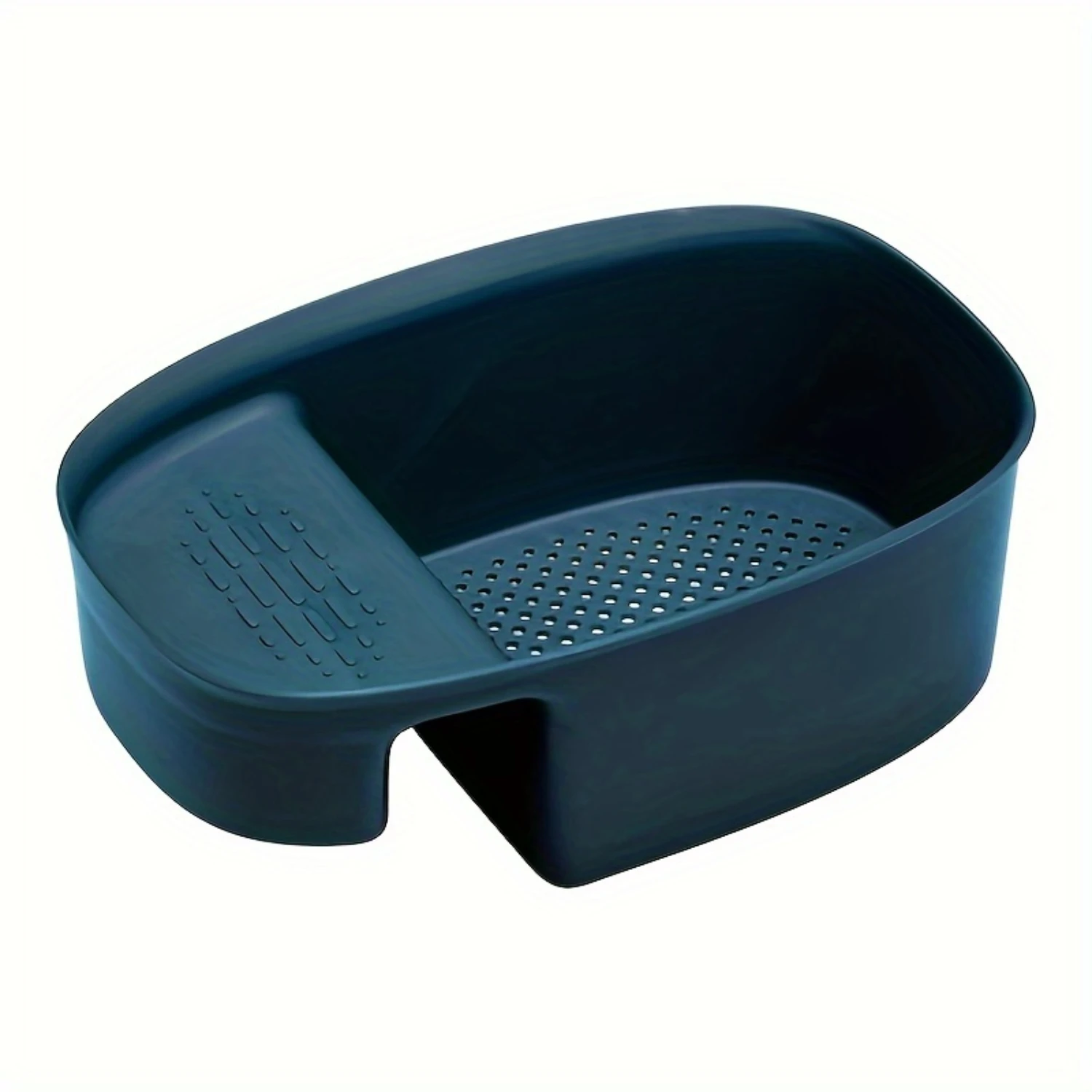 Contemporary Multipurpose Plastic Shelf Basket with Strainer - Dual-Compartment Kitchen Sink Draining Basket for Fruits, Vegetab