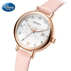 DISNEY Lady Trendy Women Leather Strap Wristwatch Women's Watches Fashion Casual Japan Quartz Watch Luxury Famous Student Clocks