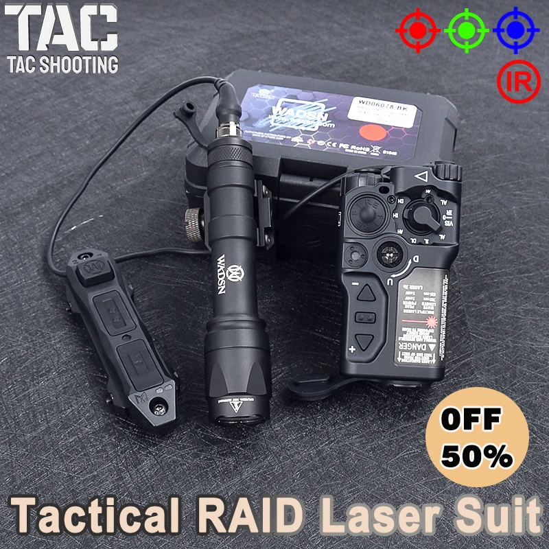 

WADSN Tactical Metal RAID-X Laser Red Laser Green Blue IR Laser Strobe M300 M600 Flashlight White Hunting Light Fit 20mm Rail