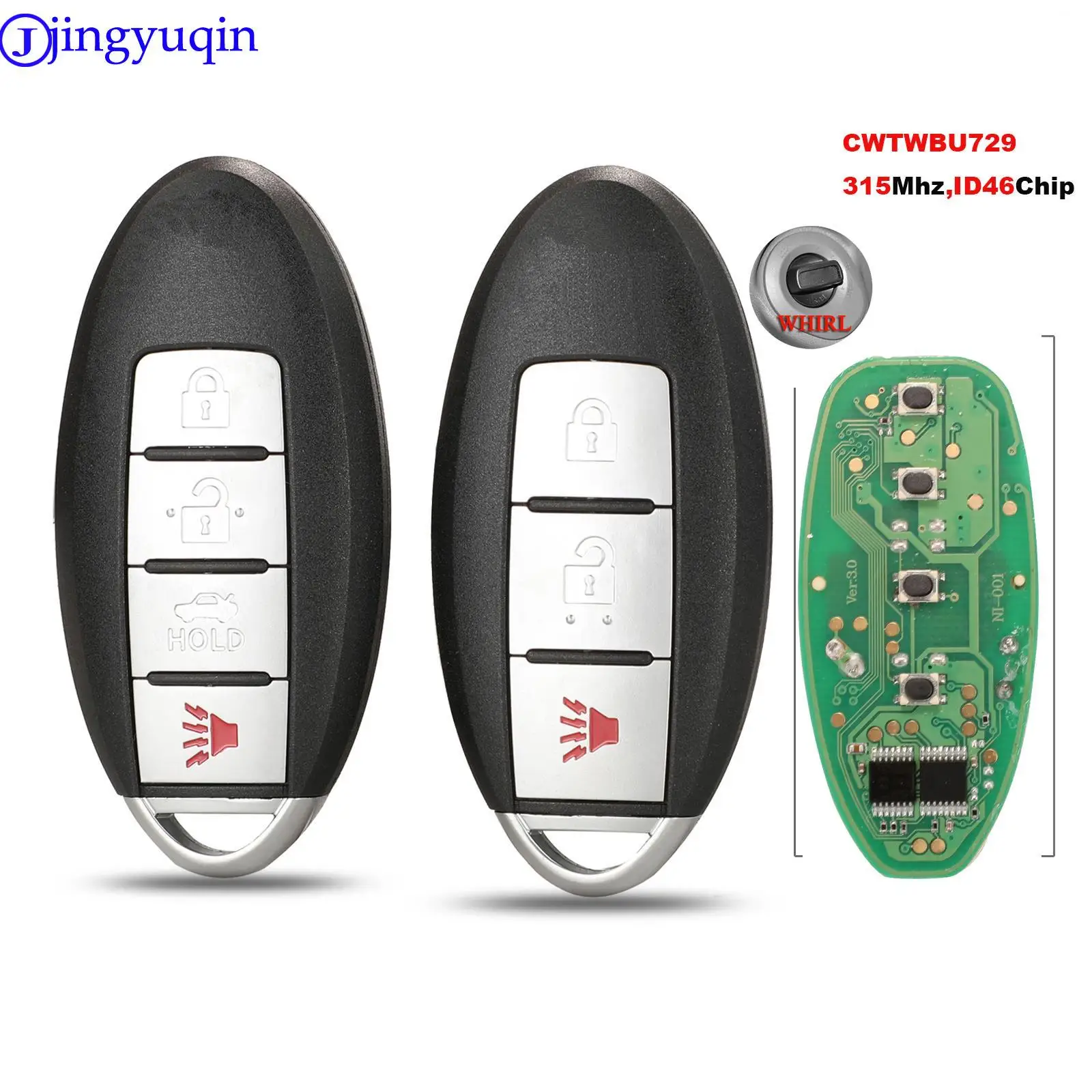 

jingyuqin 315Mhz ID46 Chip Car Smart Remote Key For Nissan Tiida Qashqai Altima Maxima Sentra Teana Xtrail FCC ID: CWTWBU729