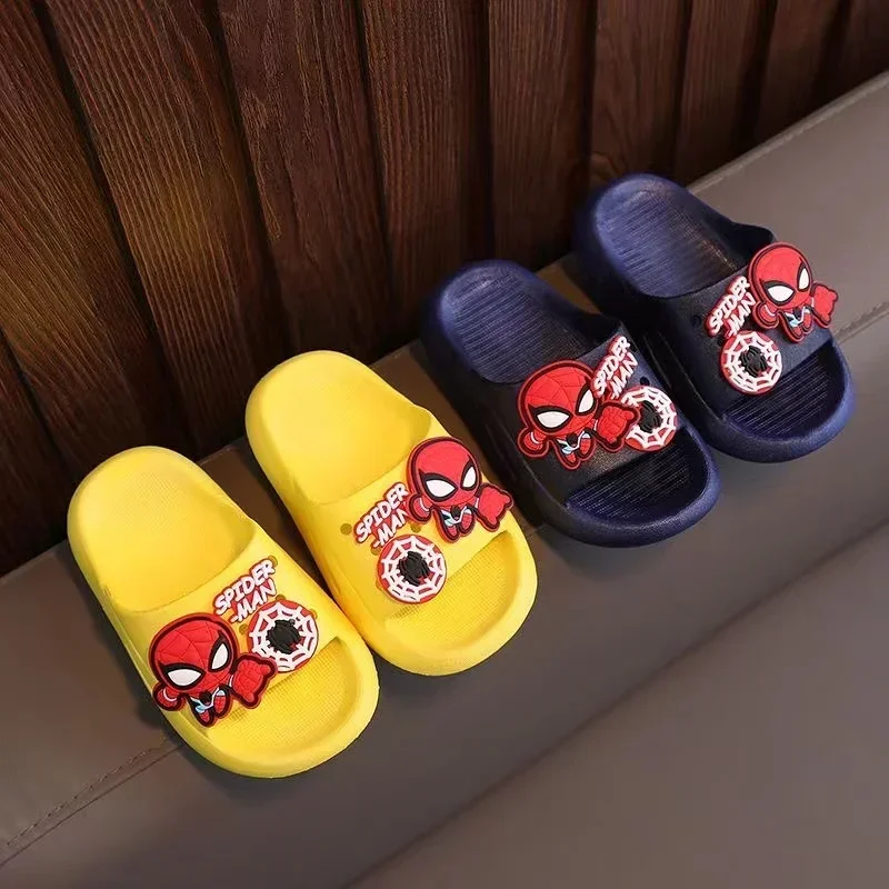 Summer Children Slippers Baby Boy Girl Cartoon Spierman Iron Man Captain America Kid Indoor Anti-slip Beach Flop Flip Soft Shoes