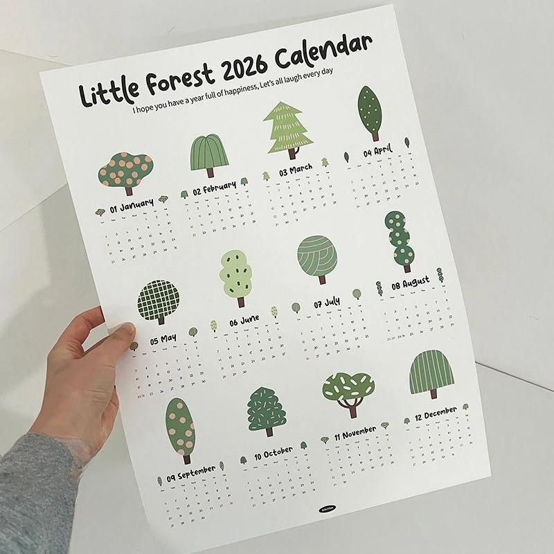 

Green Tree 2026 Calendar Poster Ins Wall Calendar Bedroom Dormitory Decoration Wall Painting Core Classroom Calendar