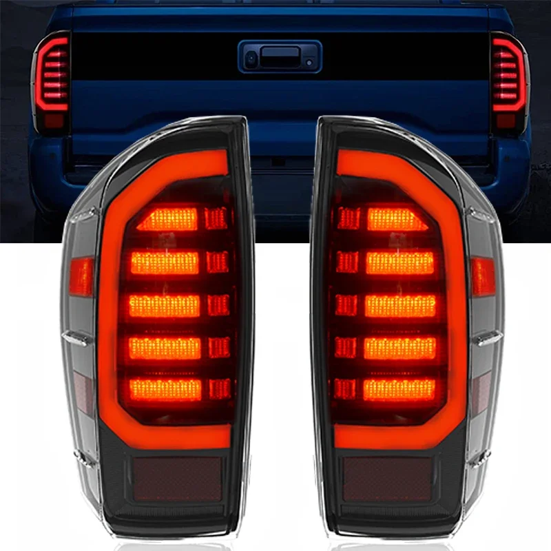 

2pc 12V Car LED Tail Lights Assembly For Toyota Tacoma 2016-2021 Smoked Led Brake Rear Lamps Reverse Light Car Accessories