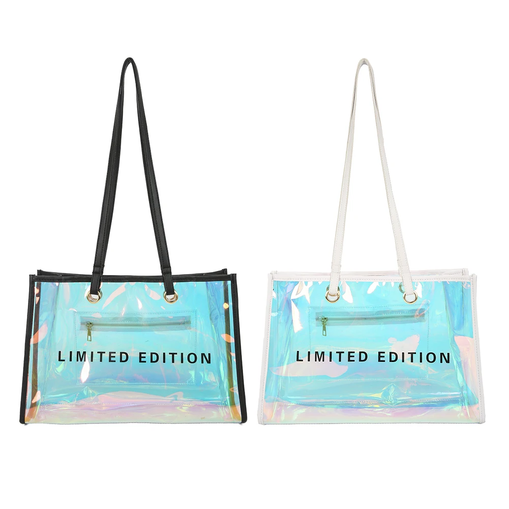 

Women Letters Large Capacity Travel Shoulder Bags PVC Transparent Handbag for Women Girl Outdoor Shopping