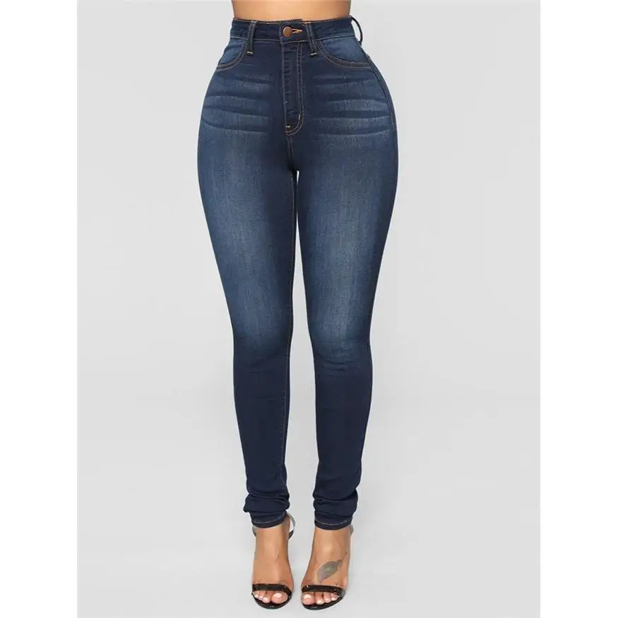 High Waist Elastic Fashion Slimming Butt Lifting Denim Pants Small Foot High Elasticity Cotton Material for Middle-Aged Women