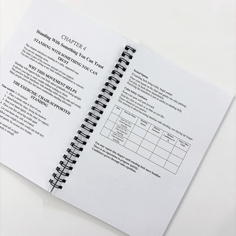 Seated Tai Chi Practice Book for Seniors & Beginners Spiral-Bound Martial Arts Exercise Manual with Progressive