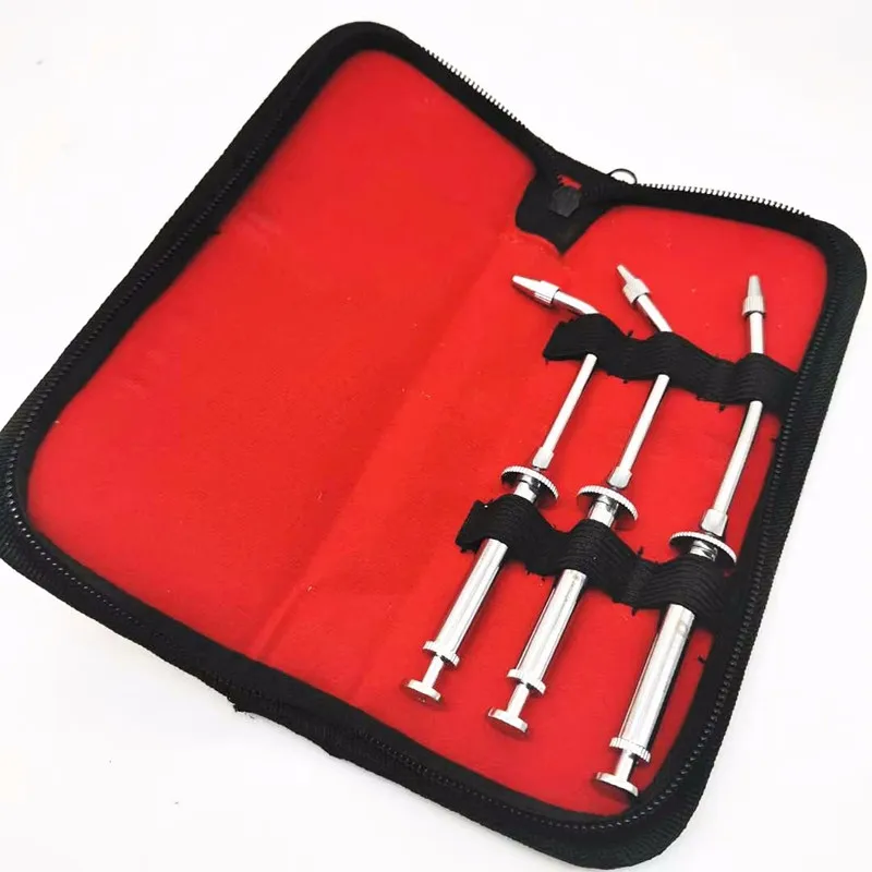 3Pc Dental Silver Amalgam Carrier Gun Syringes Filling Cavity Delivery Device Instruments Stainless Steel Dentistry Amalgamator