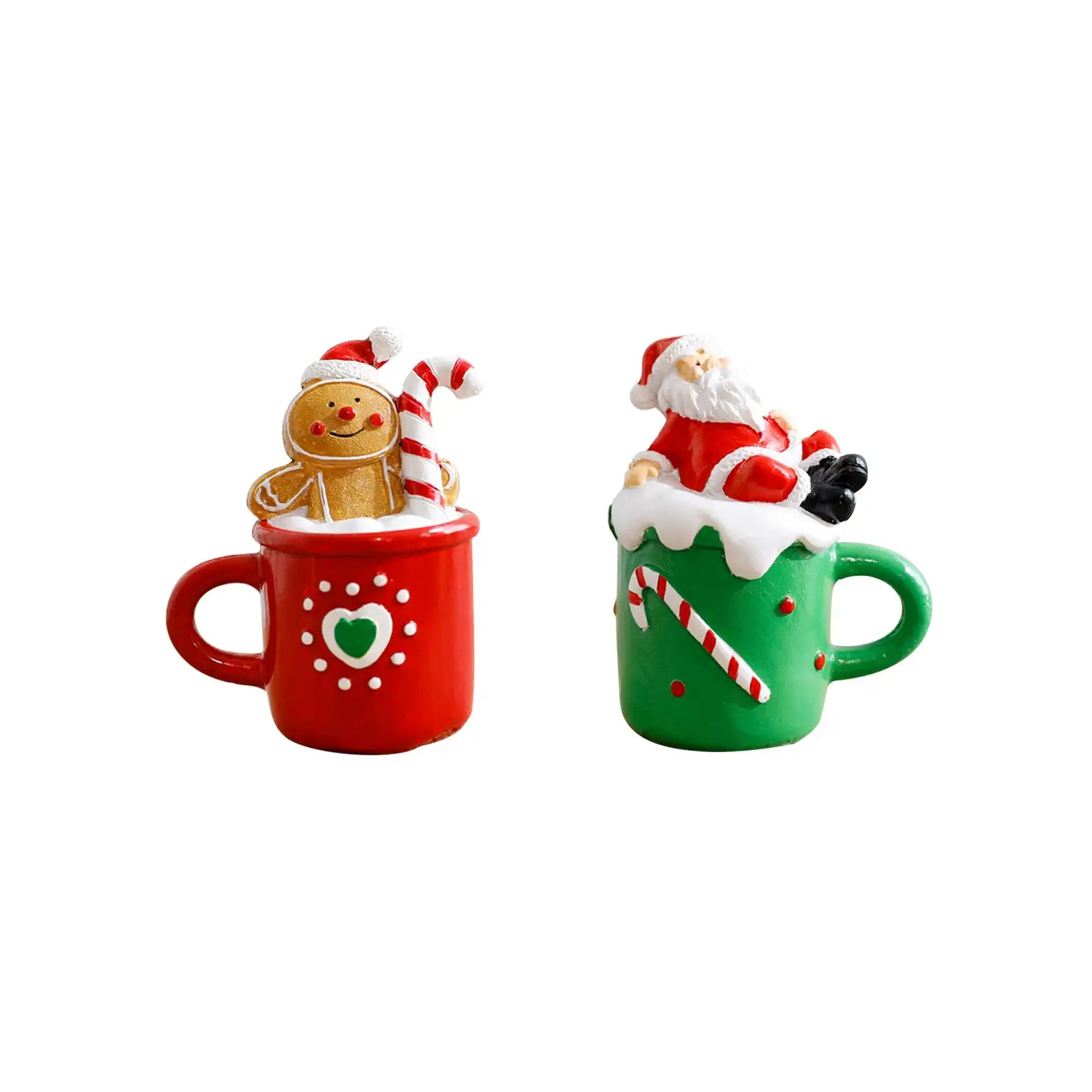 Teacup Sculpture Small Cute Xmas Statue Mantle Decor Window Display Adorable Accents Lovely Home Christmas Resin Figurine
