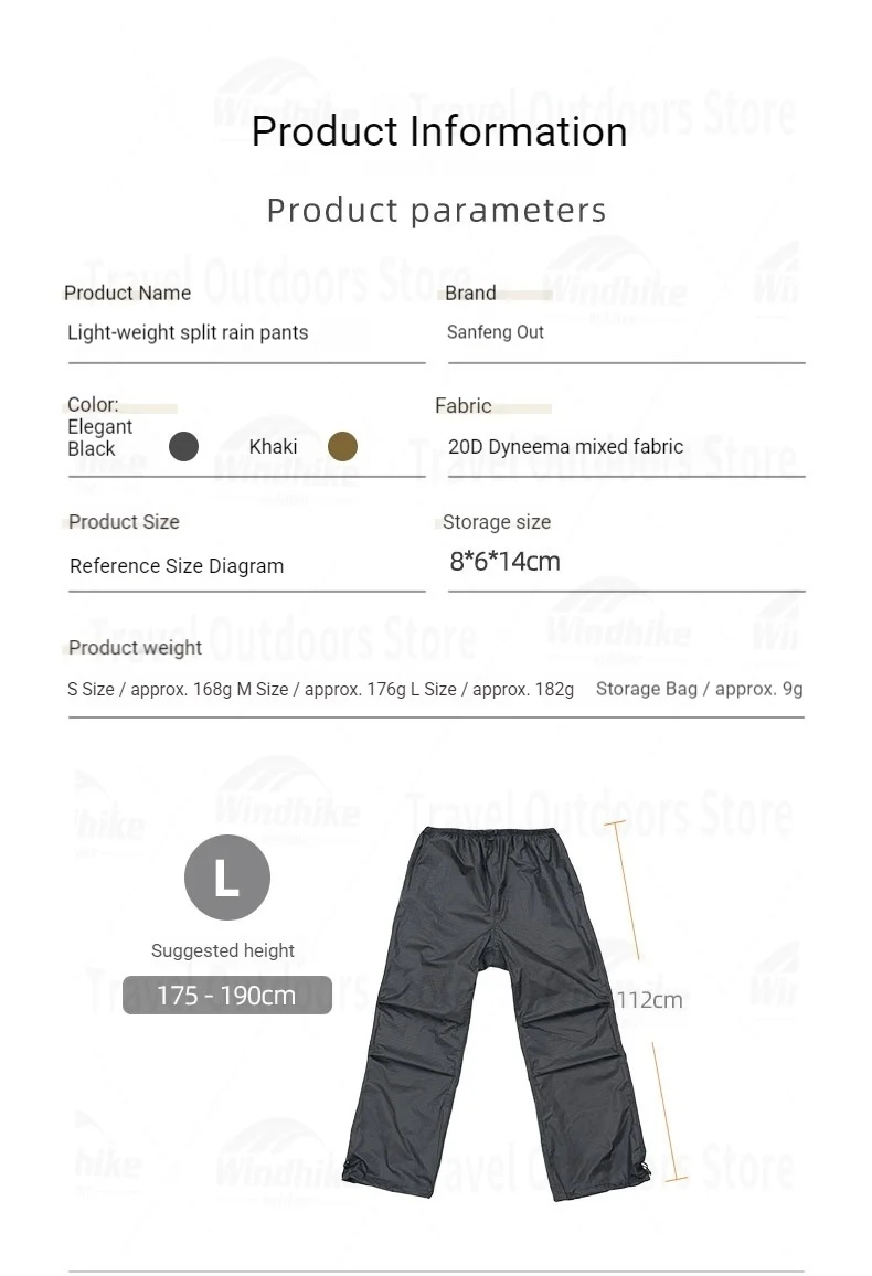 3F UL GEAR M/L Outdoor-Regenbekleidung, zweiteiliger Regenmantel und Regenhose aus Nylon zum Wandern, Radfahren, Offroad-Bergsteigen, regenfest – Detail 24