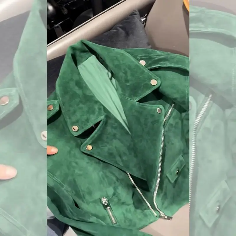 Women's Autumn Winter Jacket Top Zipper Button Leather Velvet Loose Fashion Premium Design Leisure Simple Brand New Soft Niche