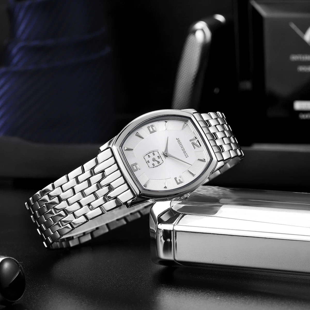 JS tonneau 6mm stainless steel watch men's Switzerland quartz movement sapphire glass numeral watch business simple business